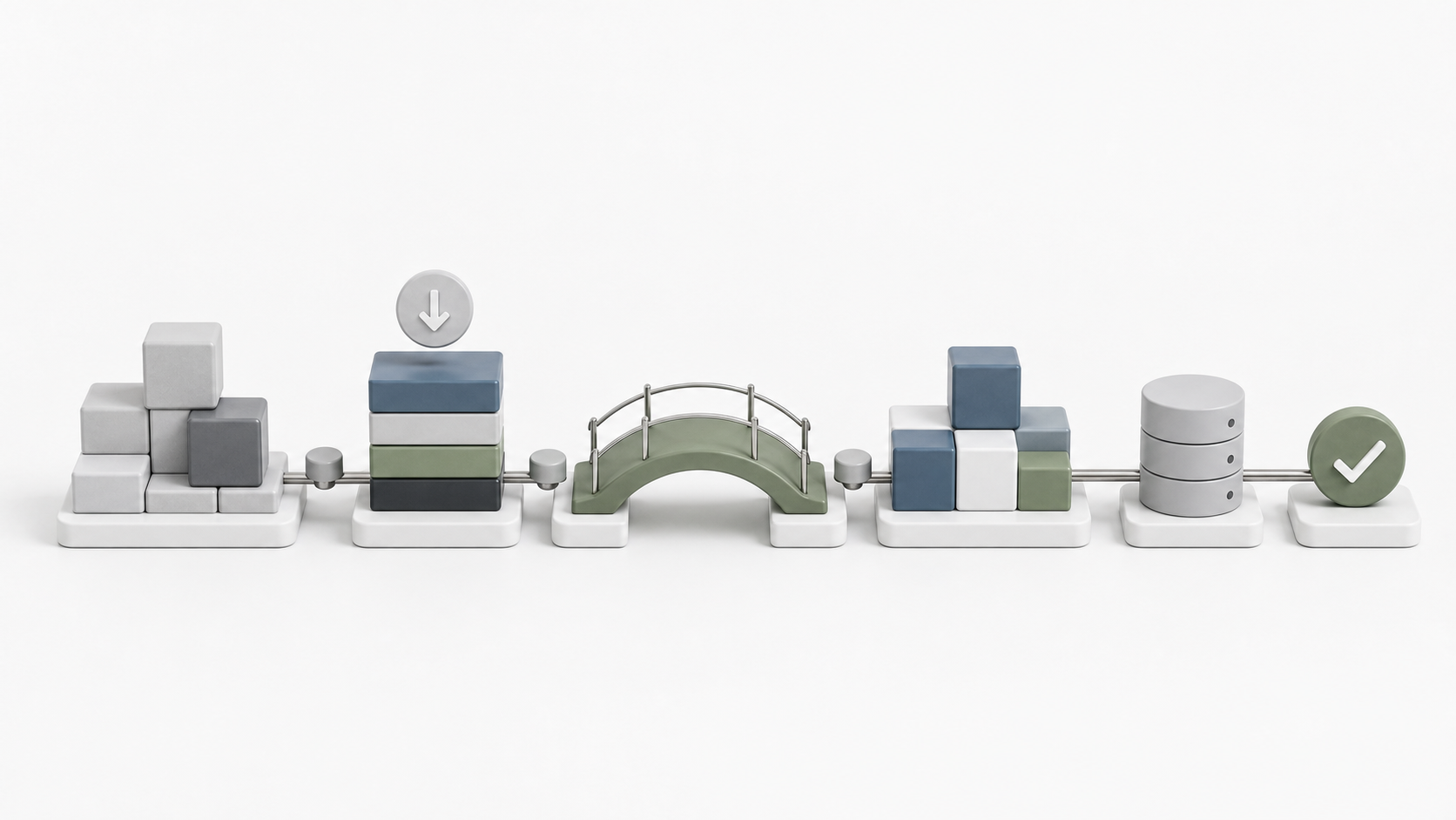 Minimal platform migration objects showing a move from legacy low-code blocks to a modern app foundation.