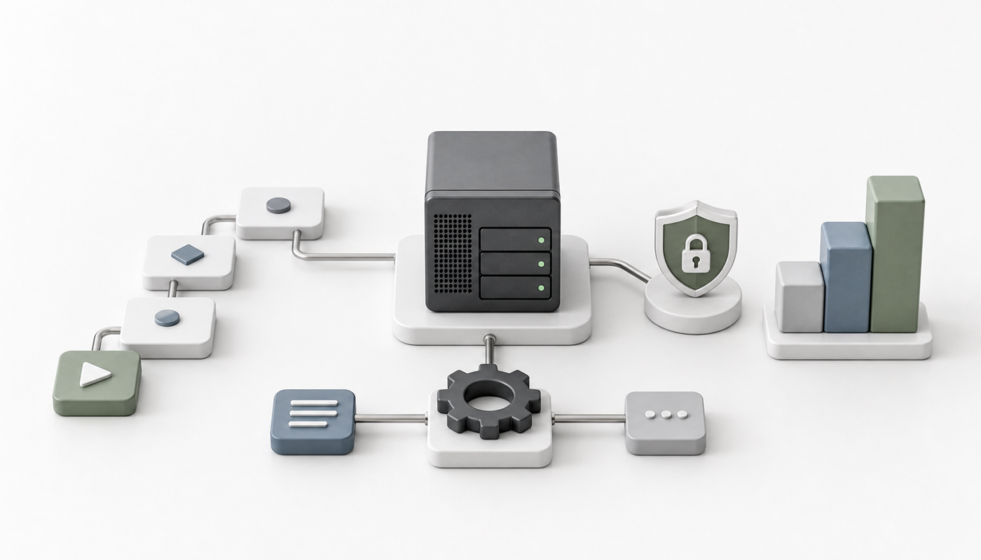 Minimal private server and workflow automation objects with security and review tokens.