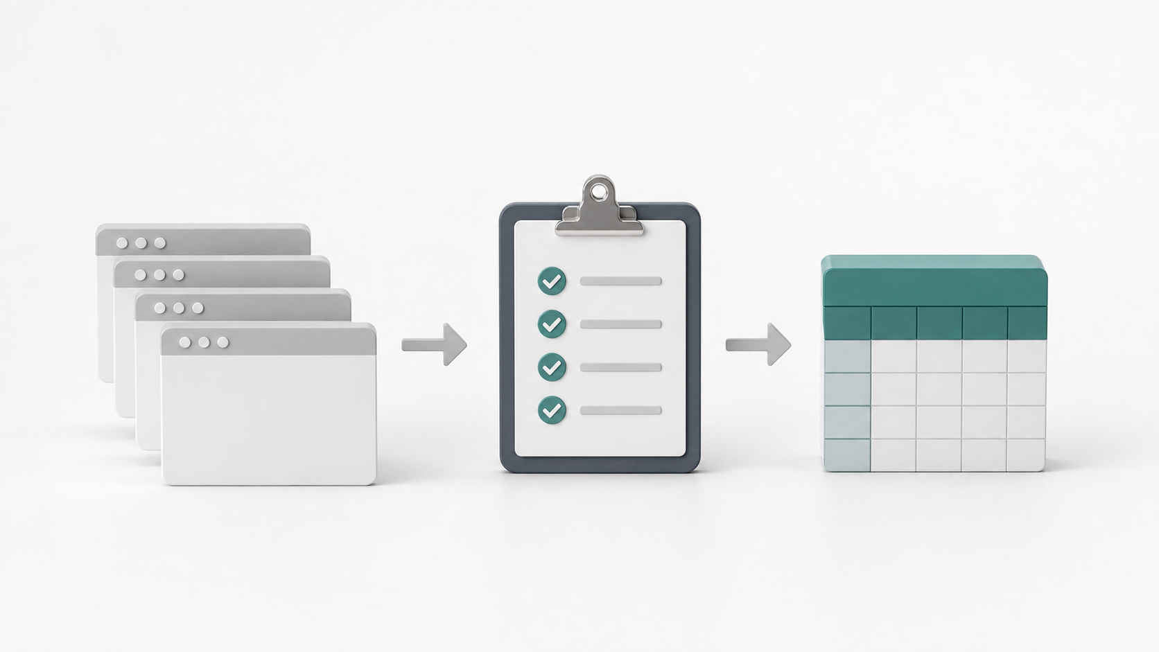 Minimal blank browser tabs exported into a clean spreadsheet-style list.